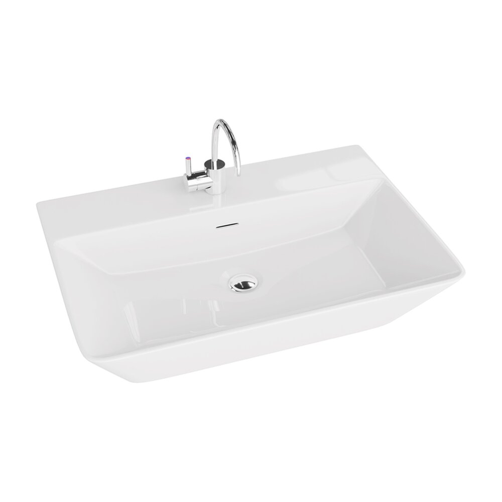 Lavoar pe blat Rune Eskil Grande dreptunghiular 60 cm alb lucios