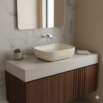 Lavoar pe blat Rune Grid 50.5 cm bej mat