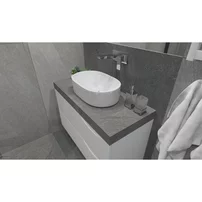 Lavoar pe blat Rune Hakon oval 53 cm alb lucios