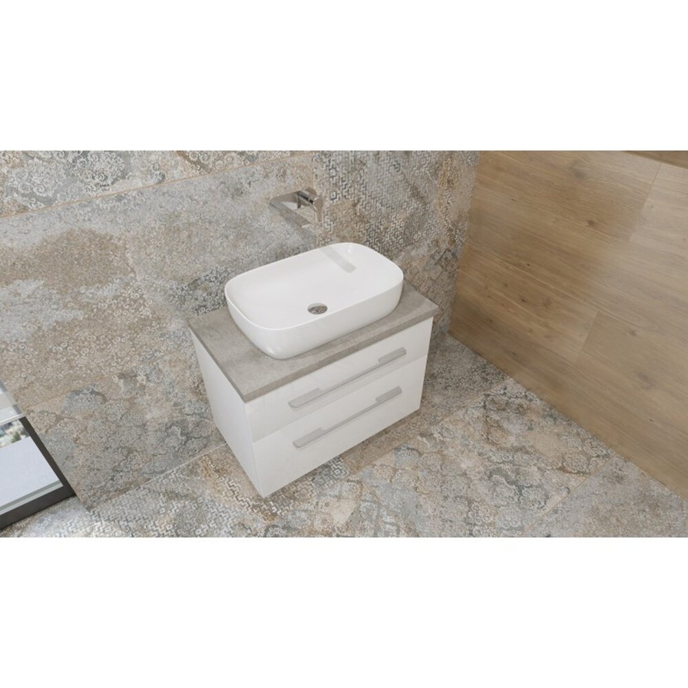 Lavoar pe blat Rune Knut dreptunghiular 60 cm alb lucios