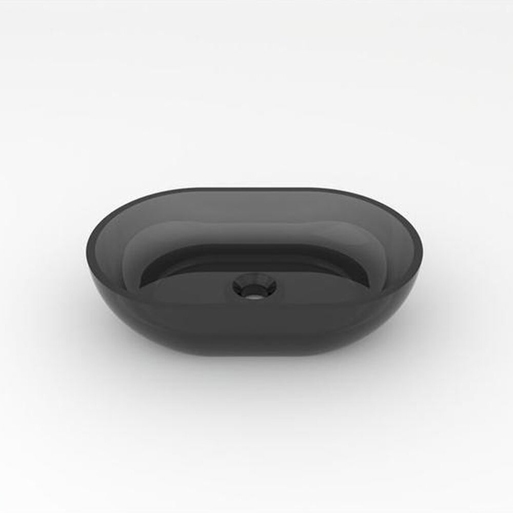 Lavoar pe blat Rune Mond oval 58 cm rasina transparenta  - fumuriu
