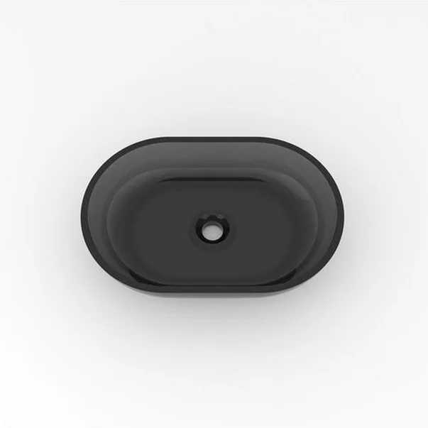 Lavoar pe blat Rune Mond oval 58 cm rasina transparenta - fumuriu