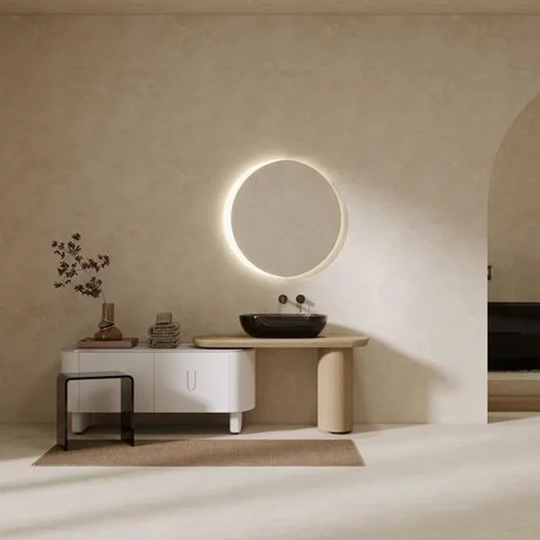 Lavoar pe blat Rune Mond oval 58 cm rasina transparenta - fumuriu