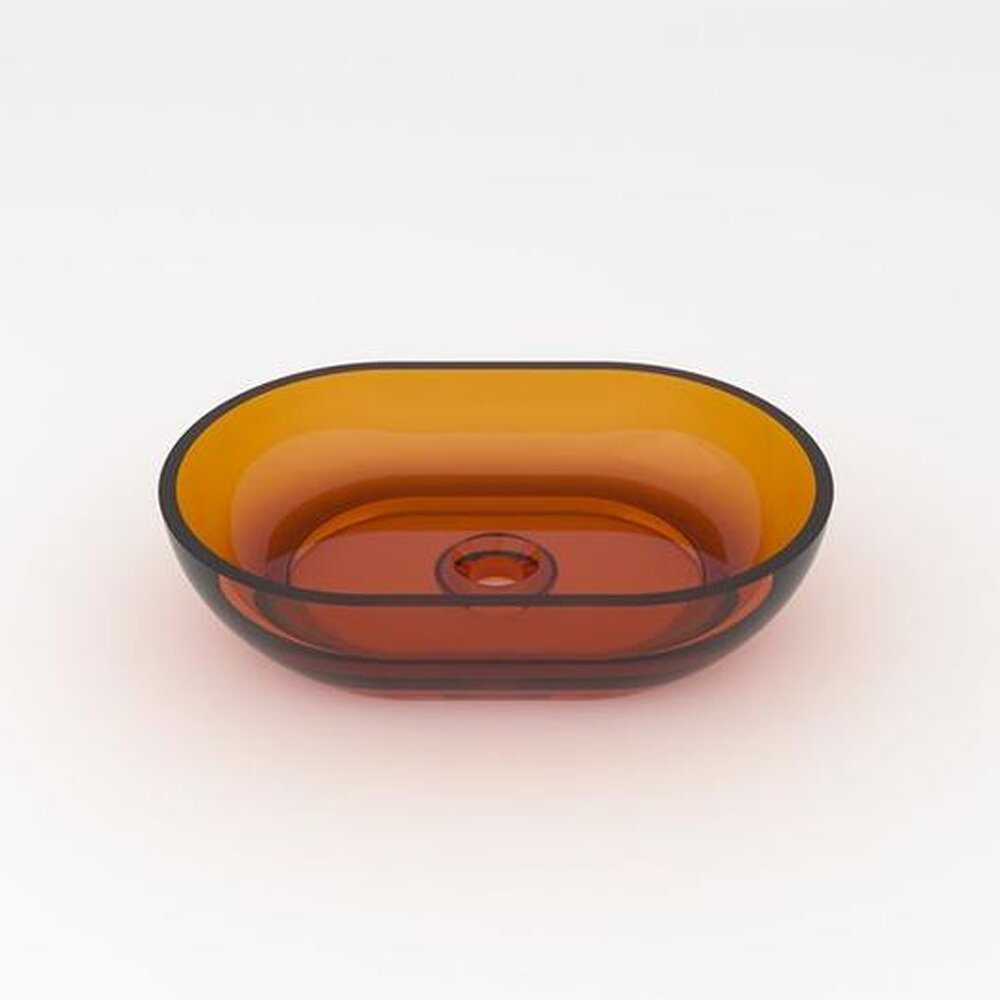 Lavoar pe blat Rune Mond oval 58 cm rasina transparenta maro-cupru