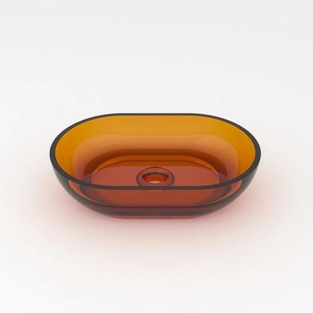 Lavoar pe blat Rune Mond oval 58 cm rasina transparenta maro-cupru