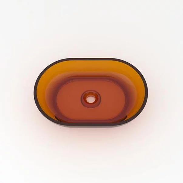 Lavoar pe blat Rune Mond oval 58 cm rasina transparenta maro-cupru