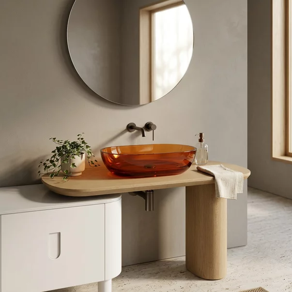 Lavoar pe blat Rune Mond oval 58 cm rasina transparenta