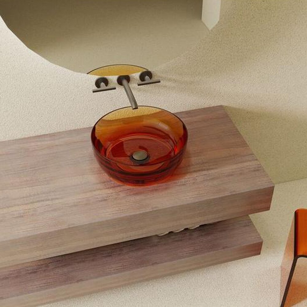 Lavoar pe blat Rune Mond rotund 40 cm rasina transparenta  - portocaliu