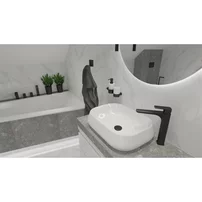 Lavoar pe blat Rune Solvi dreptunghiular 53 cm alb lucios