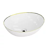 Lavoar pe blat Rune Svavar oval 42 cm alb-auriu lucios