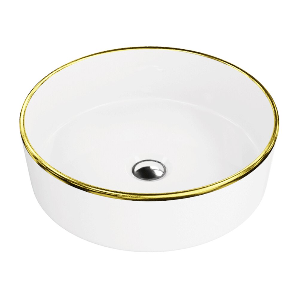 Lavoar pe blat Rune Thora rotund 37 cm alb-auriu lucios