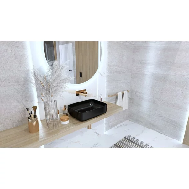 Lavoar pe blat Rune Thorfinn dreptunghiular 51 cm negru mat picture - 2
