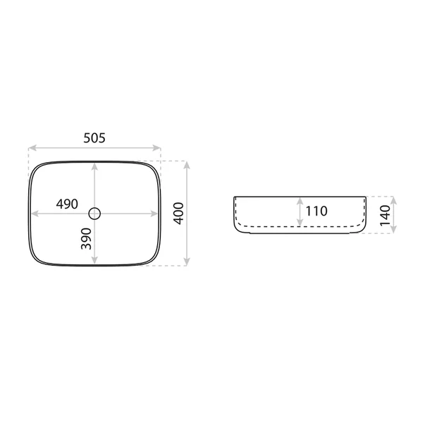 Lavoar pe blat Rune Thorfinn dreptunghiular 51 cm negru mat picture - 4