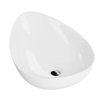 Lavoar pe blat Rune Ulf asimetric 58 cm alb lucios