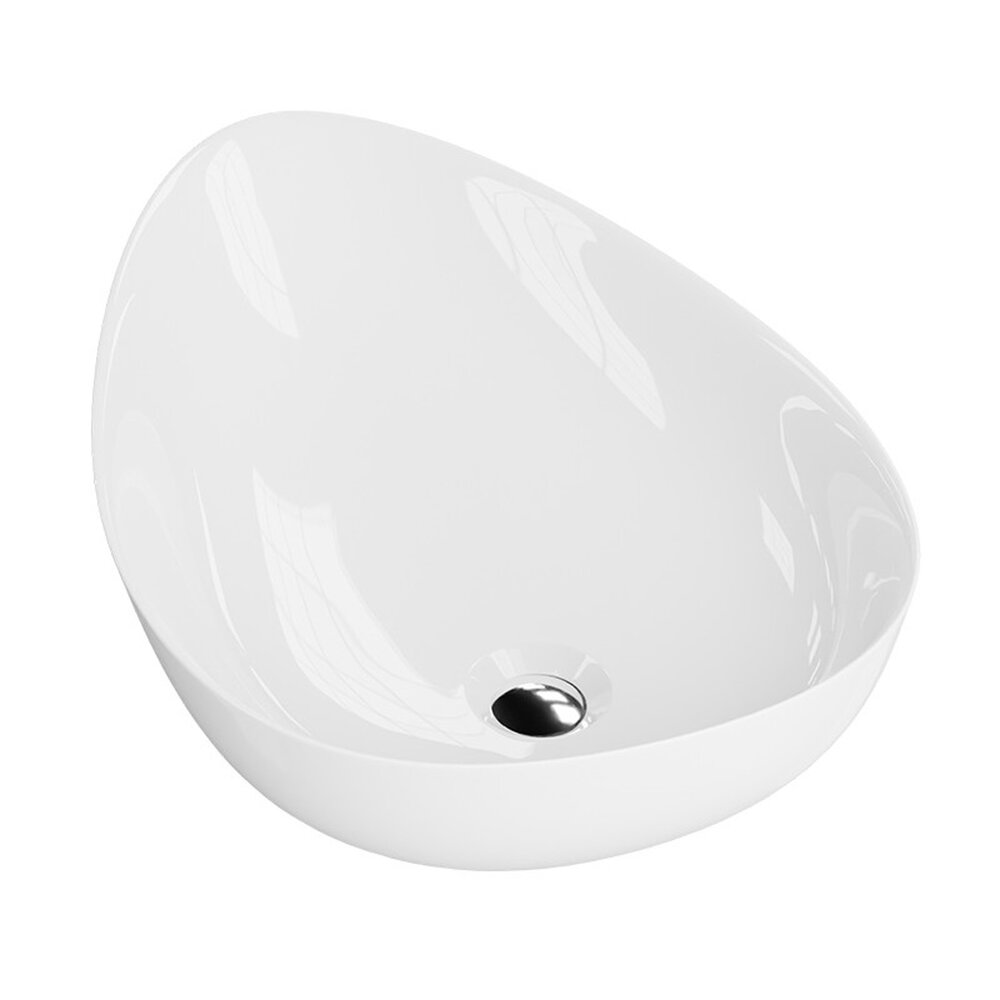Lavoar pe blat Rune Ulf asimetric 58 cm alb lucios