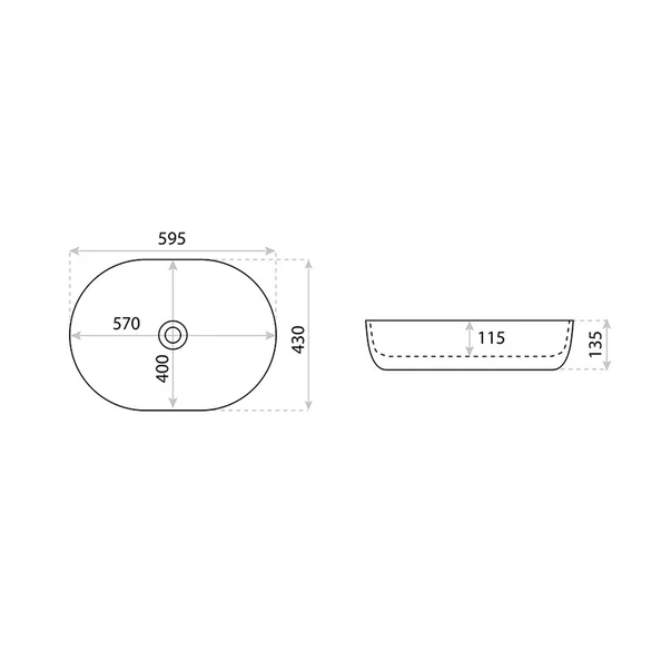 Lavoar pe blat Rune Viggo oval 60 cm alb lucios picture - 4