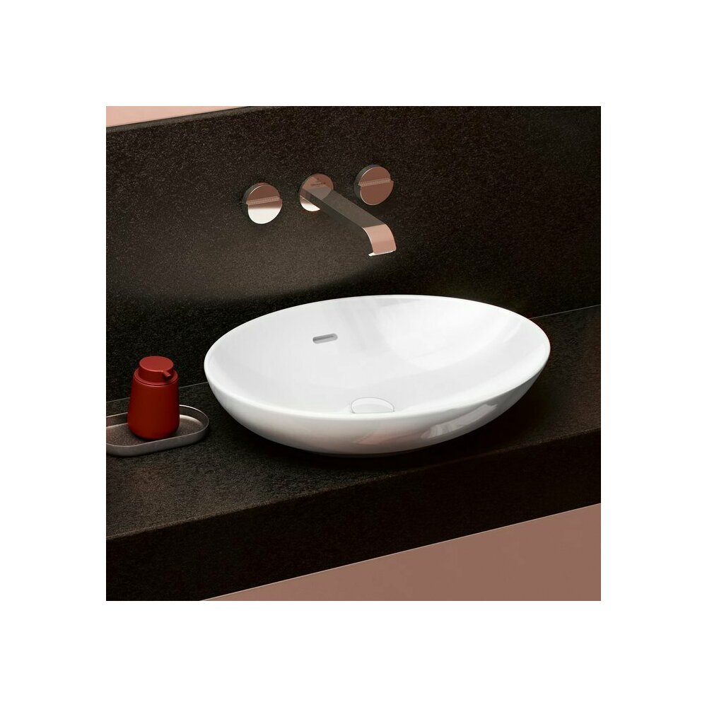 Lavoar pe blat Villeroy&Boch Loop&Friends alb lucios Alpin CeramicPlus 56x38 cm TitanCeram