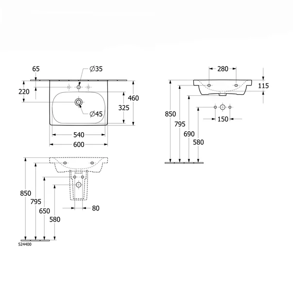 Lavoar pe mobilier Villeroy&Boch Skyla alb lucios 60x46 cm alb Alpin picture - 8