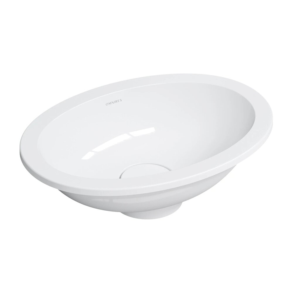 Lavoar sub blat Omnires Shell M+ finisaj alb lucios 45 cm