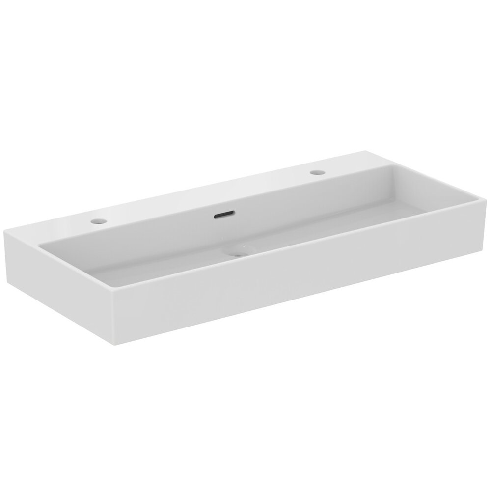 Lavoar suspendat Ideal Standard Atelier Extra alb lucios cu 2 orificii baterie si preaplin 100 cm montare pe mobilier
