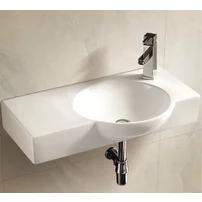 Lavoar suspendat Inter Ceramic asimetric alb lucios 75 cm