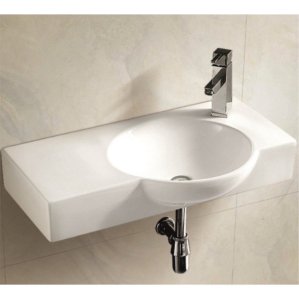 Lavoar suspendat Inter Ceramic asimetric alb lucios 75 cm