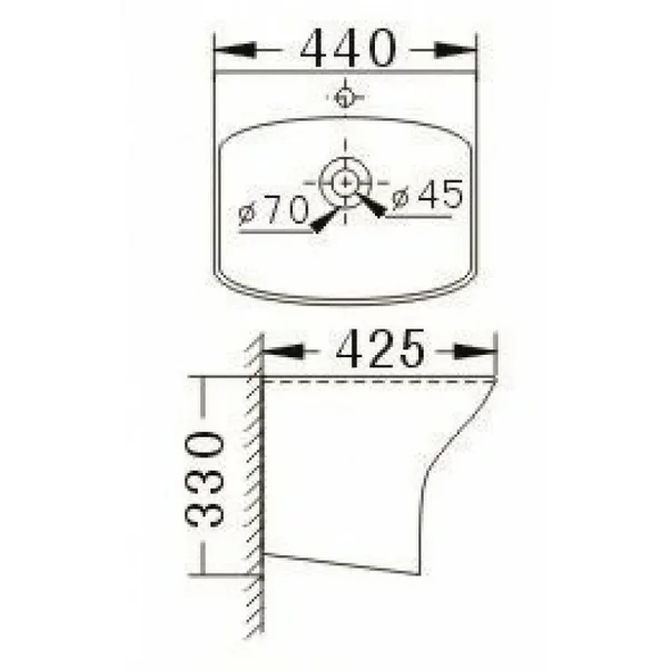 Lavoar suspendat Inter Ceramic dreptunghiular alb lucios 44 cm picture - 2