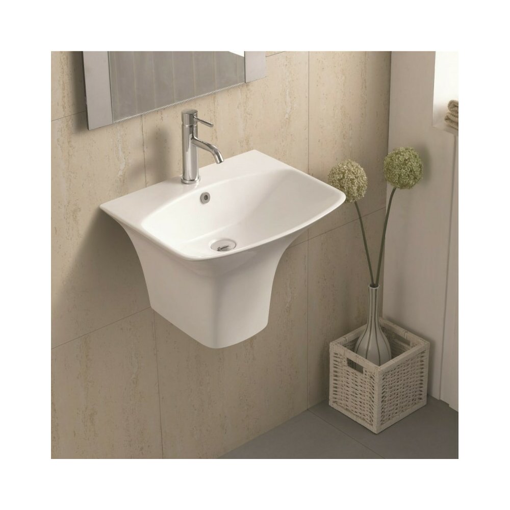 Lavoar suspendat Inter Ceramic dreptunghiular alb lucios 56 cm