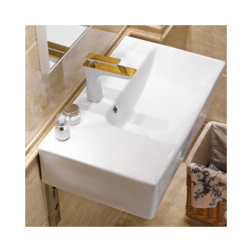 Lavoar suspendat Inter Ceramic dreptunghiular finisaj alb lucios 66 cm dreapta