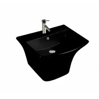Lavoar suspendat Inter Ceramic dreptunghiular negru lucios 53.5 cm