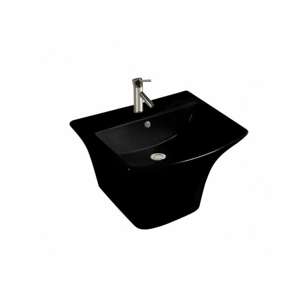 Lavoar suspendat Inter Ceramic dreptunghiular negru lucios 53.5 cm