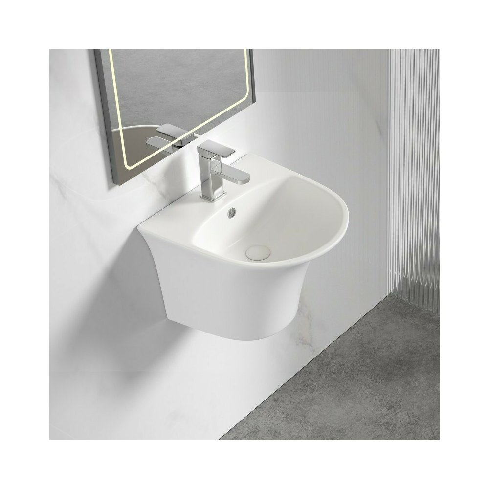 Lavoar suspendat Inter Ceramic oval alb lucios 48.5 cm
