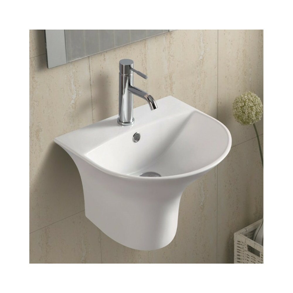 Lavoar suspendat Inter Ceramic oval alb lucios 48 cm