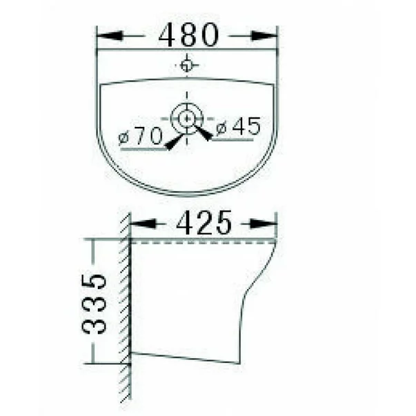 Lavoar suspendat Inter Ceramic oval alb lucios 48 cm picture - 2