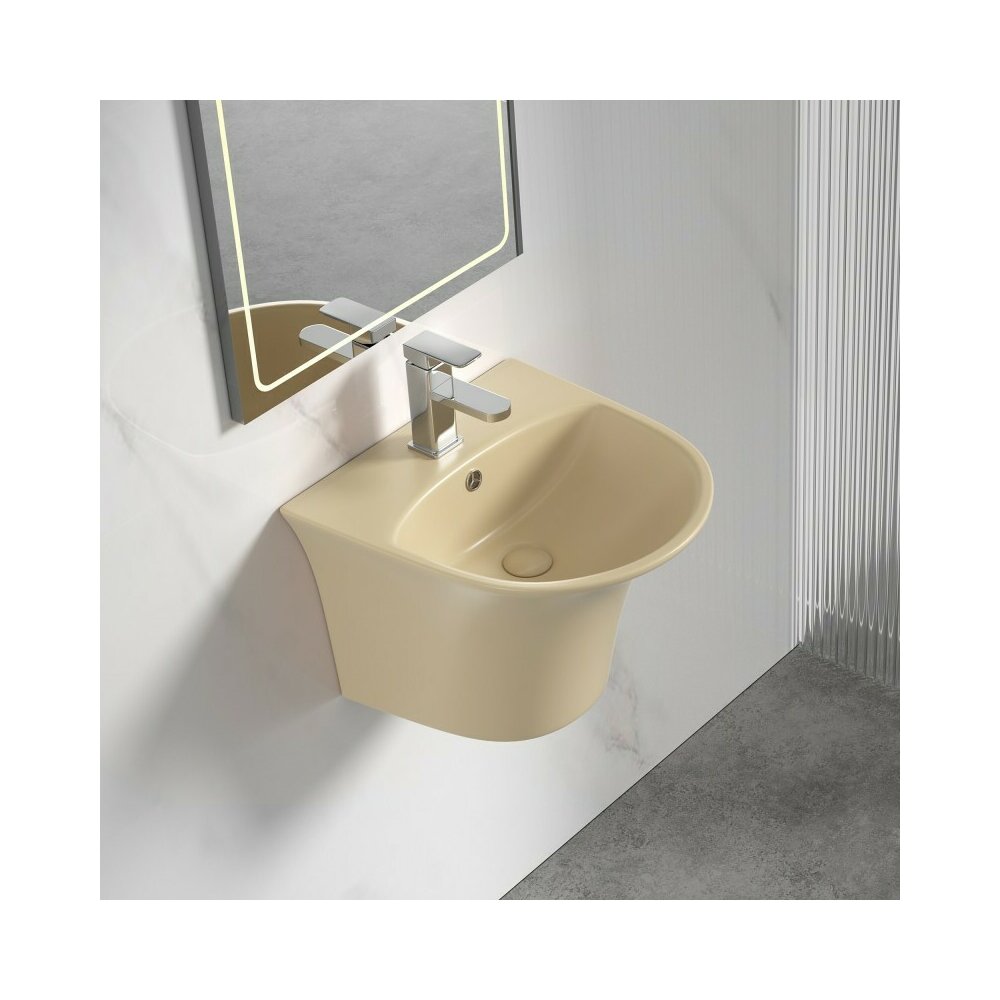 Lavoar suspendat Inter Ceramic oval bej mat 48.5 cm