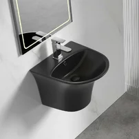 Lavoar suspendat Inter Ceramic oval negru mat 48.5 cm