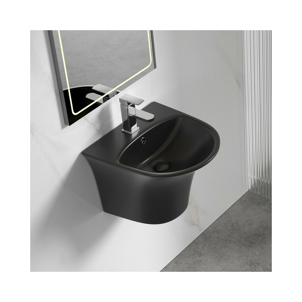Lavoar suspendat Inter Ceramic oval negru mat 48.5 cm