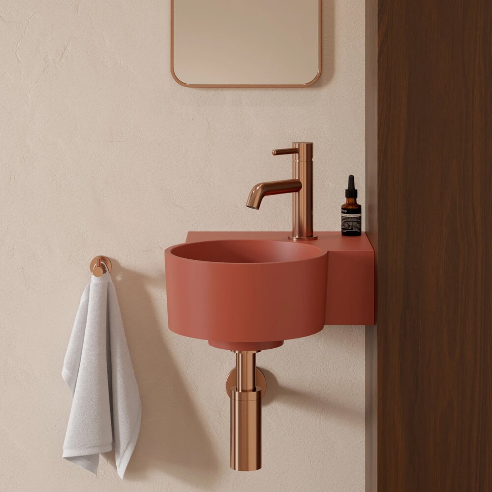 Lavoar suspendat Omnires Ovo M+ compozit terracotta mat 33×34 cm dreapta Baie > Obiecte sanitare > Lavoare > Promoții > Noutati neakaisa.ro