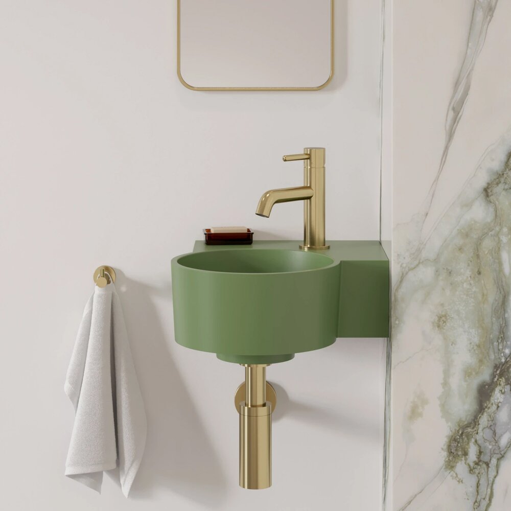 Lavoar suspendat Omnires Ovo M+ compozit verde olive mat 33×34 cm dreapta Baie > Obiecte sanitare > Lavoare > Promoții > Noutati neakaisa.ro