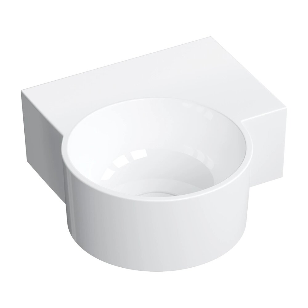 Lavoar suspendat Omnires Ovo M+ finisaj alb lucios 34 cm dreapta