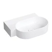 Lavoar suspendat Omnires Ovo M+ finisaj alb lucios 55.5 cm stanga