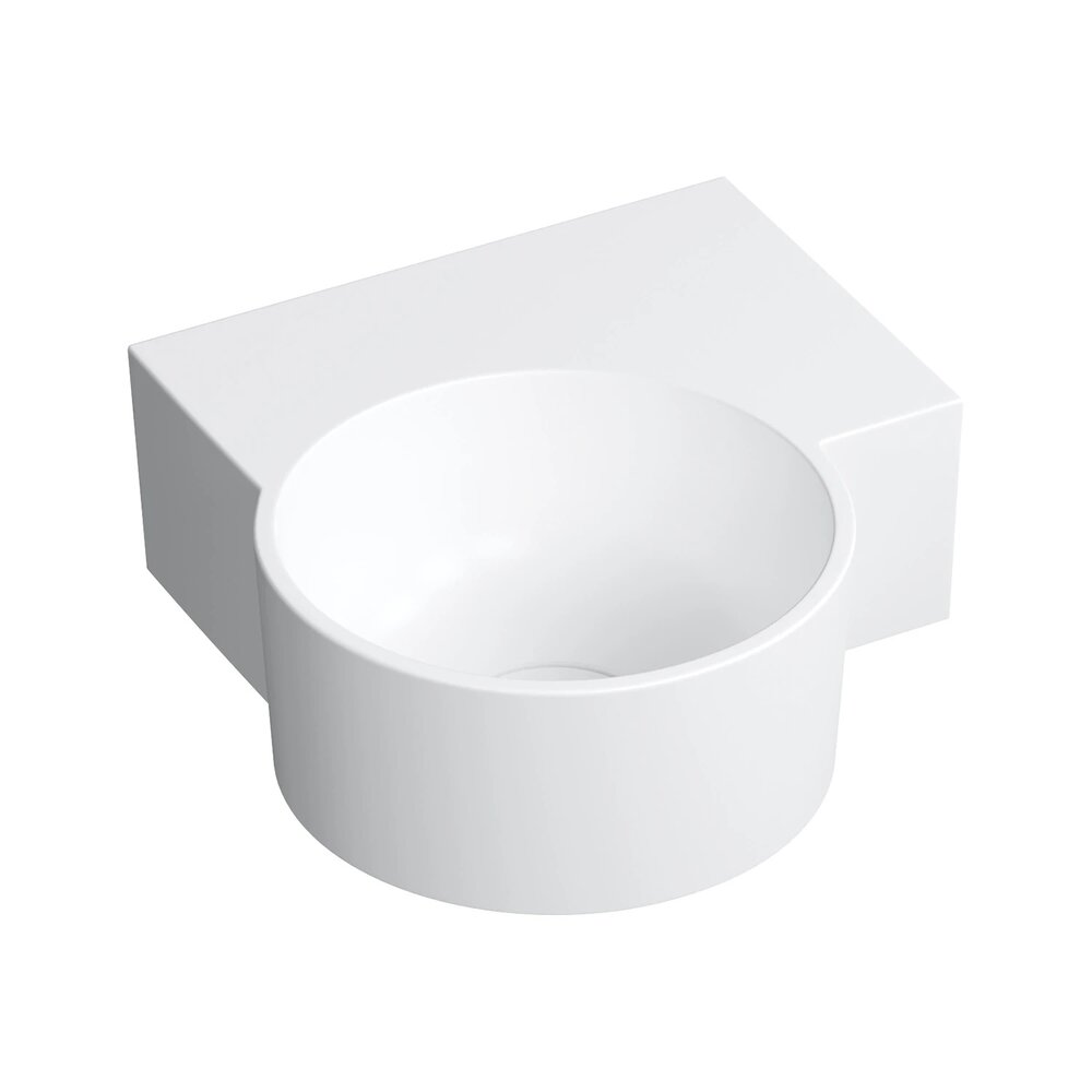 Lavoar suspendat Omnires Ovo M+ finisaj alb mat 33.5 cm dreapta