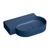 Lavoar suspendat Omnires Ovo M+ finisaj albastru inchis mat 64.5 cm stanga