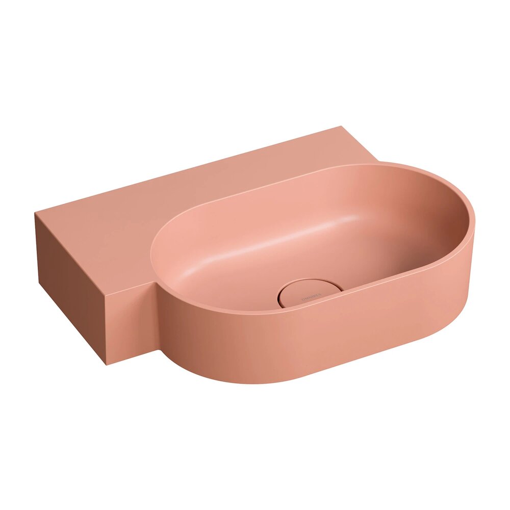 Lavoar suspendat Omnires Ovo M+ finisaj coral mat 55.5 cm stanga