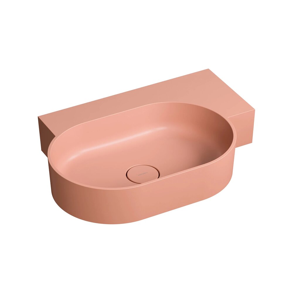 Lavoar suspendat Omnires Ovo M+ finisaj coral mat 64.5 cm dreapta