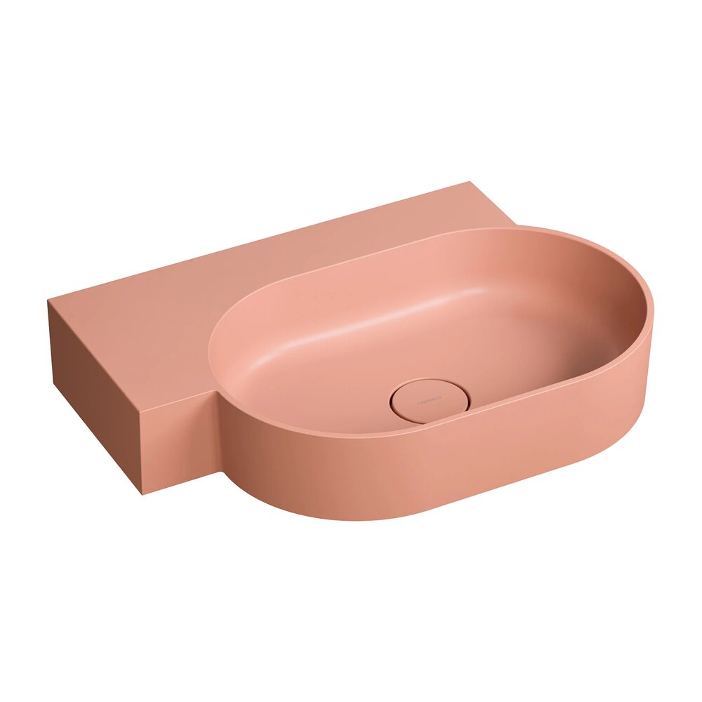 Lavoar suspendat Omnires Ovo M+ finisaj coral mat 64.5 cm stanga