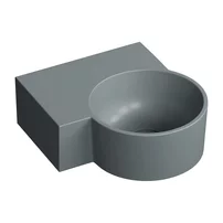 Lavoar suspendat Omnires Ovo M+ finisaj gri cenusa mat 33.5 cm stanga