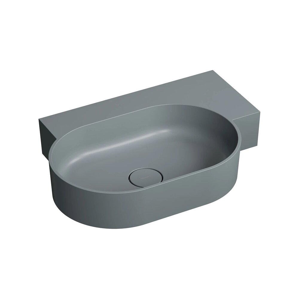 Lavoar suspendat Omnires Ovo M+ finisaj gri cenusa mat 64.5 cm dreapta