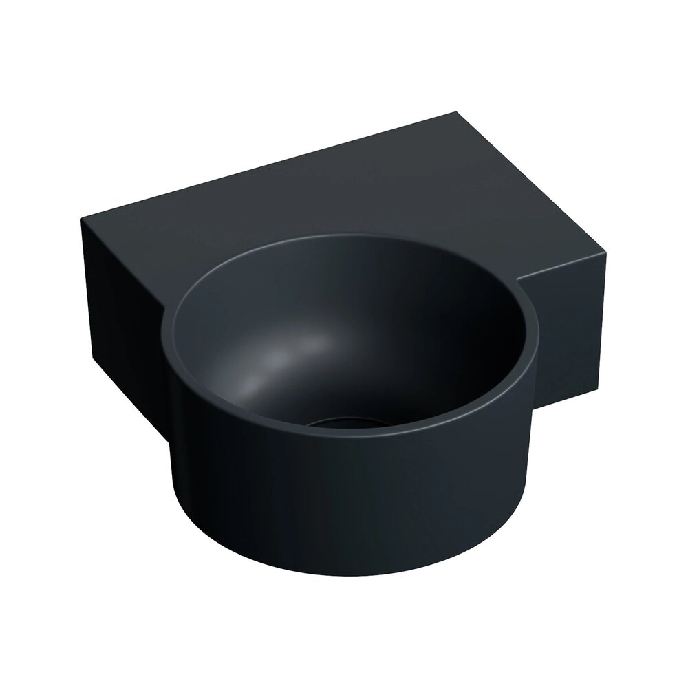 Lavoar suspendat Omnires Ovo M+ finisaj negru lava mat 33.5 cm dreapta