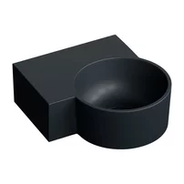 Lavoar suspendat Omnires Ovo M+ finisaj negru lava mat 33.5 cm stanga